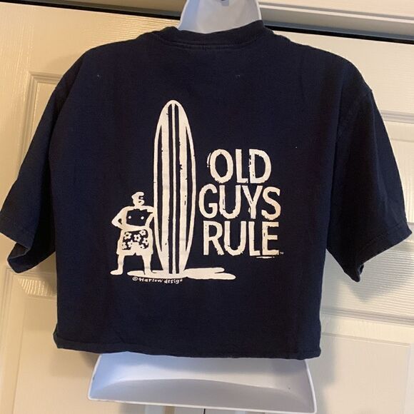 OLD GUYS RULE, Harlow design, crop top T, medium, cotton by golden - Picture 1 of 7
